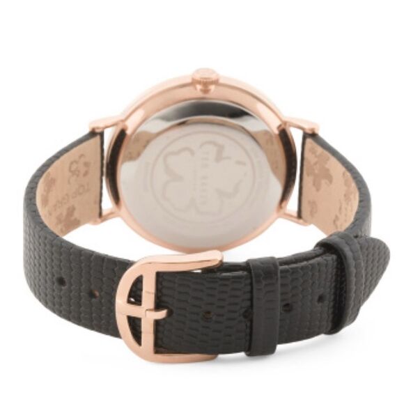 Ted Baker Phylipa Iconic Bow Black Rose Gold Leather Strap Watch - Picture 2 of 16